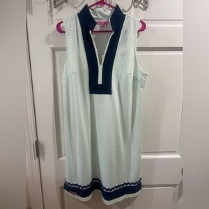 New Simply Southern Green & Navy Sleeveless Tunic Dress Size Large